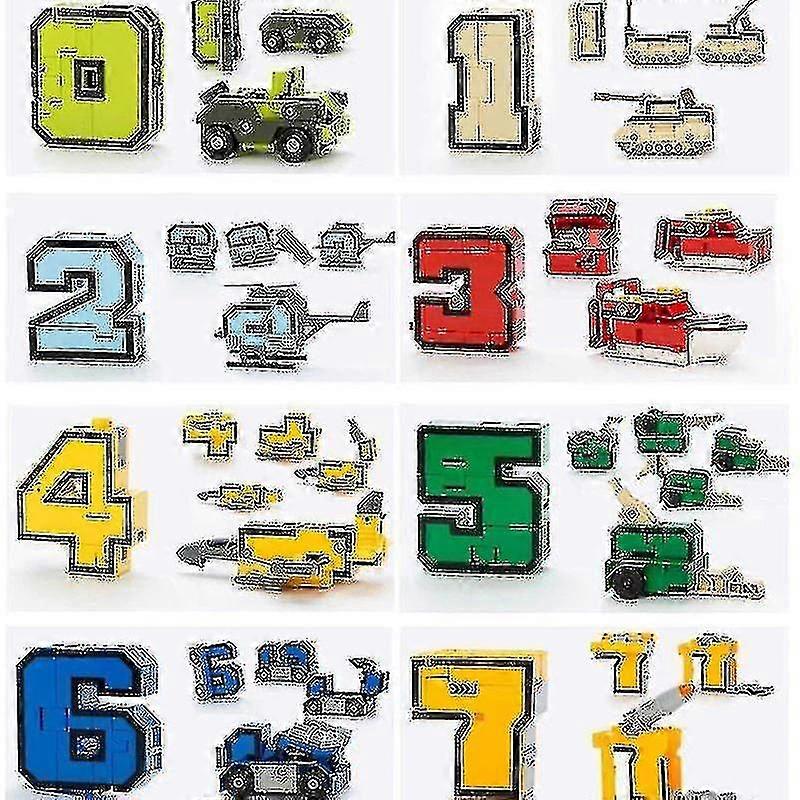 Creative Assembling Figure Number Transformation Robot Educational Blocks10pcs