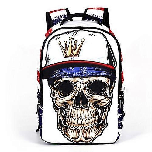 Crown Skull Pattern Print Travel Backpack School Shoulders Bag