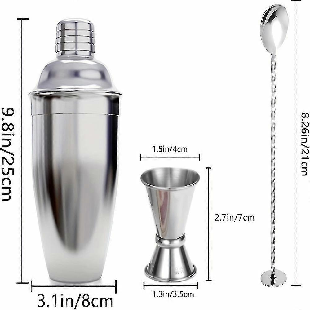 طقم شاكر كوكتيل من الفولاذ المقاوم للصدأ سعة 24 أونصة مع جيجر ومحرك ومصفاة - مثالي لخلط المشروبات وتقديمها