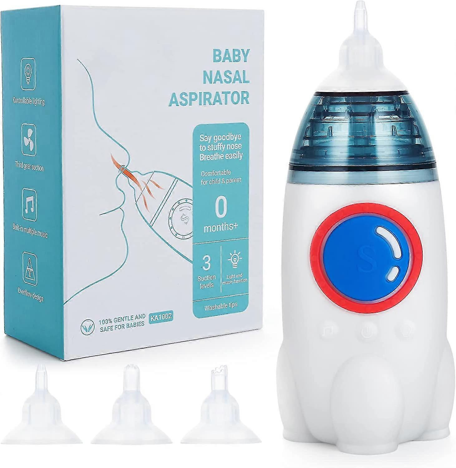 Baby Nasal Aspirator Rechargeable Clearer For Newborn Mucus With 3 Stage Suction Music Light Function