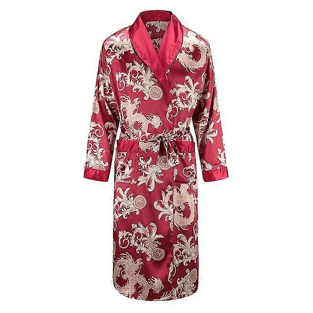 mens silk dressing gown dragon Men Silky Satin Kimono Robe Soft Dragon Dressing Gown Bathrobe Male Lounge Home Wear Sleepwear Plus Size M-7XL,Black,M at Amazon Men's Clothing store
