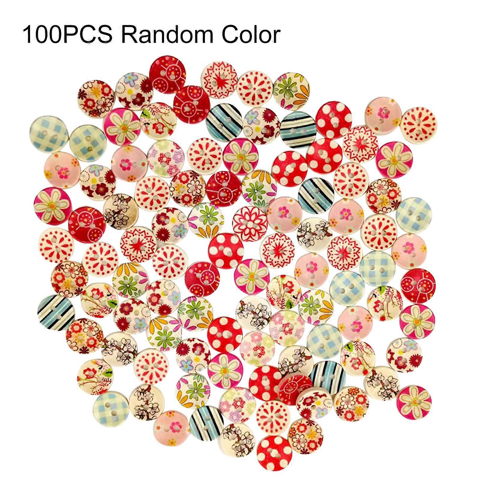 2 Holes Wooden 15mm Cute Flower Dots Buttons for Sewing Scrapbooking DIY Craft