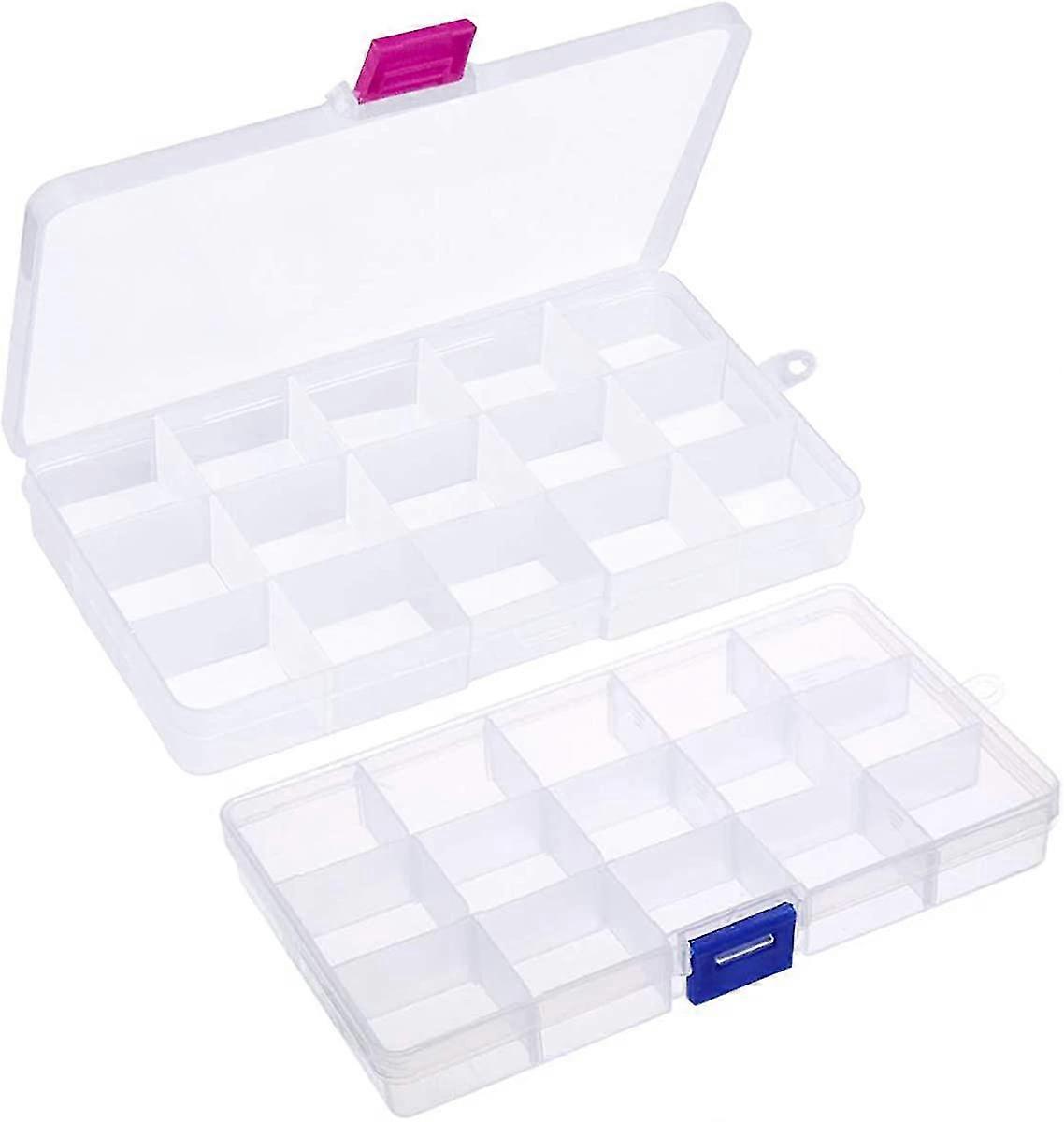 Plastic Box With Dividers, 2pcs Heilwiy Gift Adjustable Organizer Box Small
