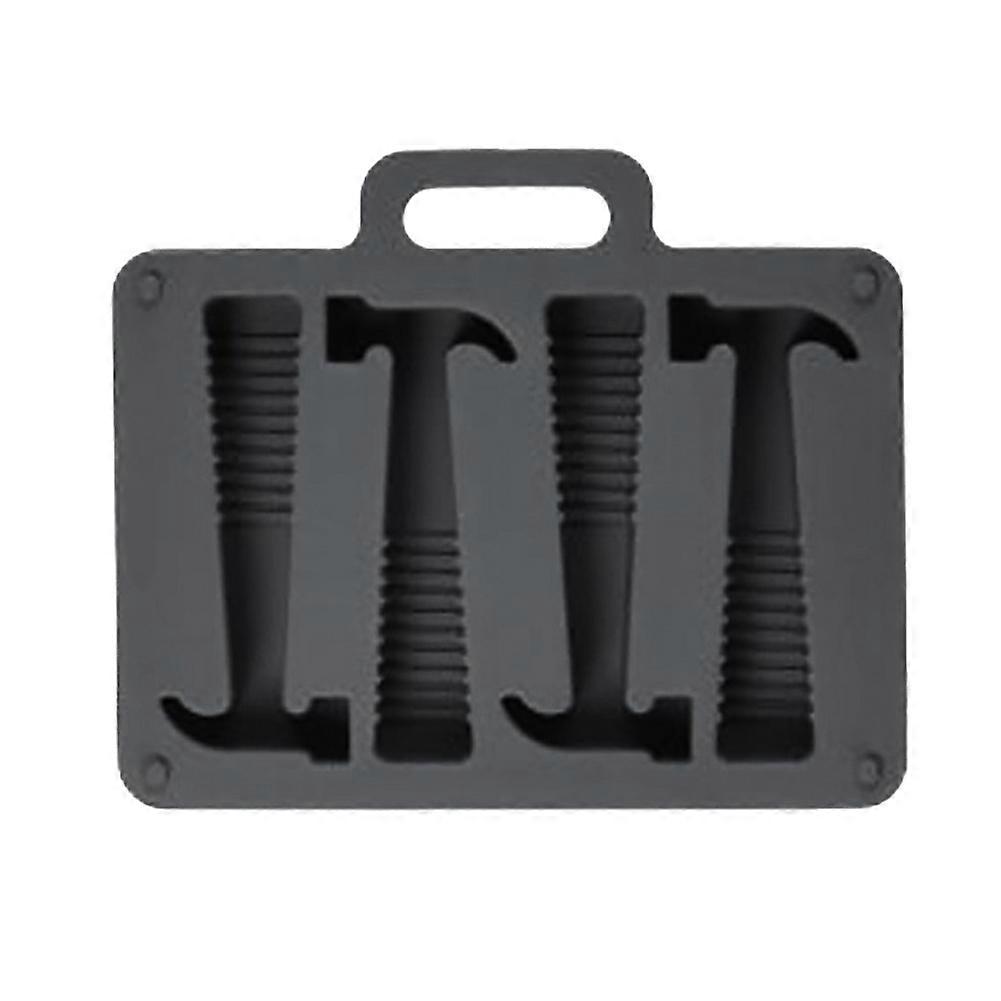 Hammer Shaped Silicone Making Ice Cube Tray 4-Cavity DIY Jelly Candy Mold Tool KAESI