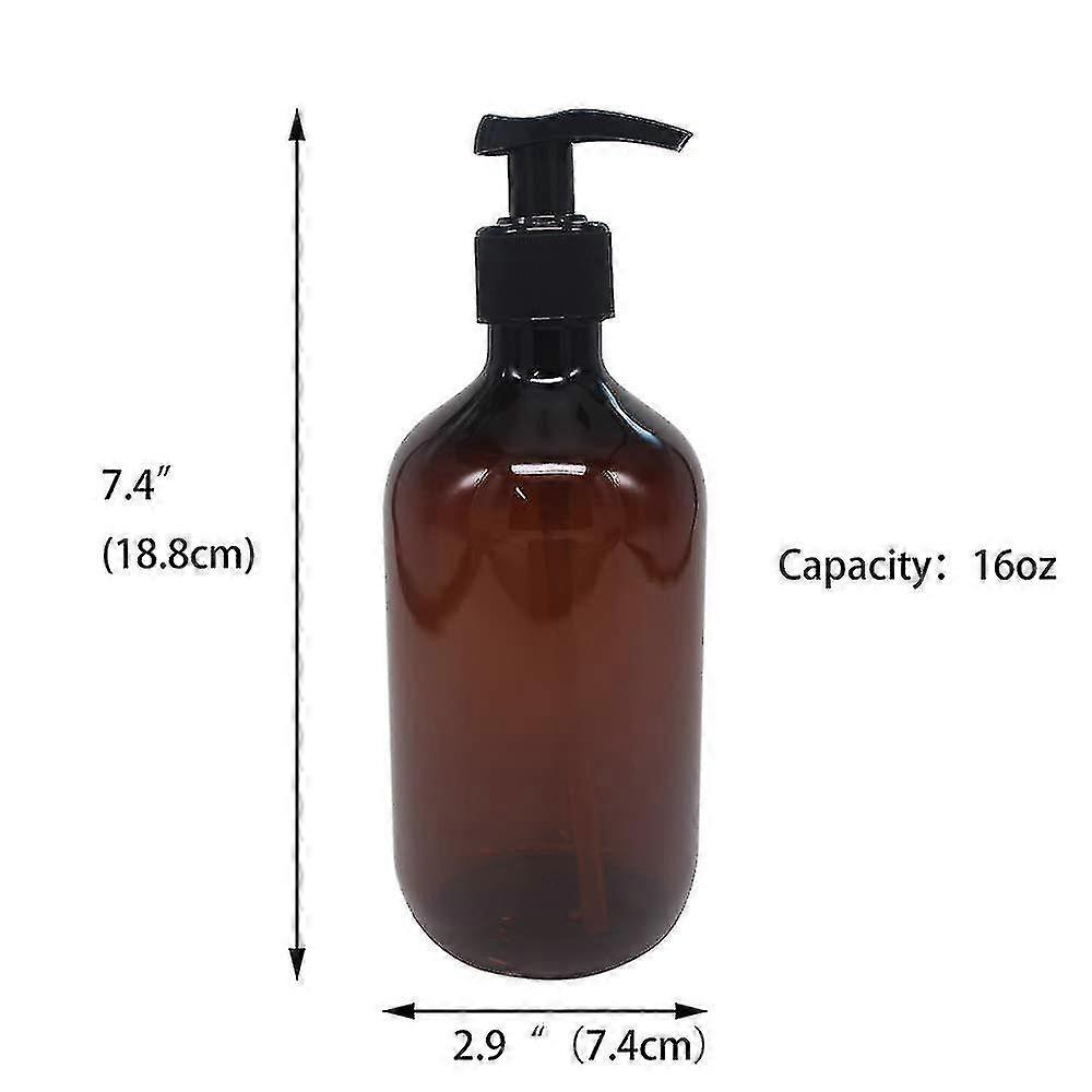 500ml/17oz Empty Refillable Plastic Lotion Pump Bottles, Shampoo  Storage Holder Container (brown)