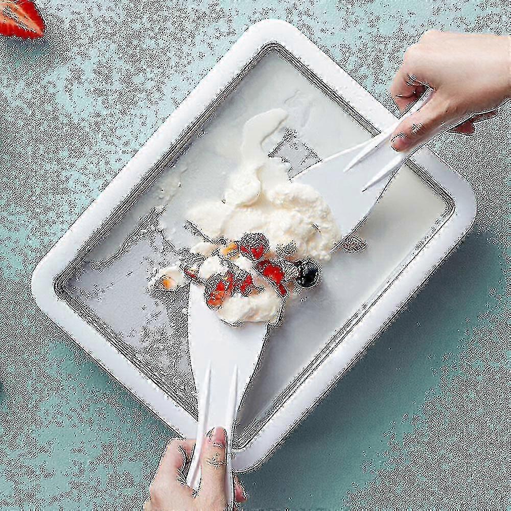 Instant Rolled Ice Cream Maker Pan Machine Frozen Yogurt Sorbet With 2 Spatulas