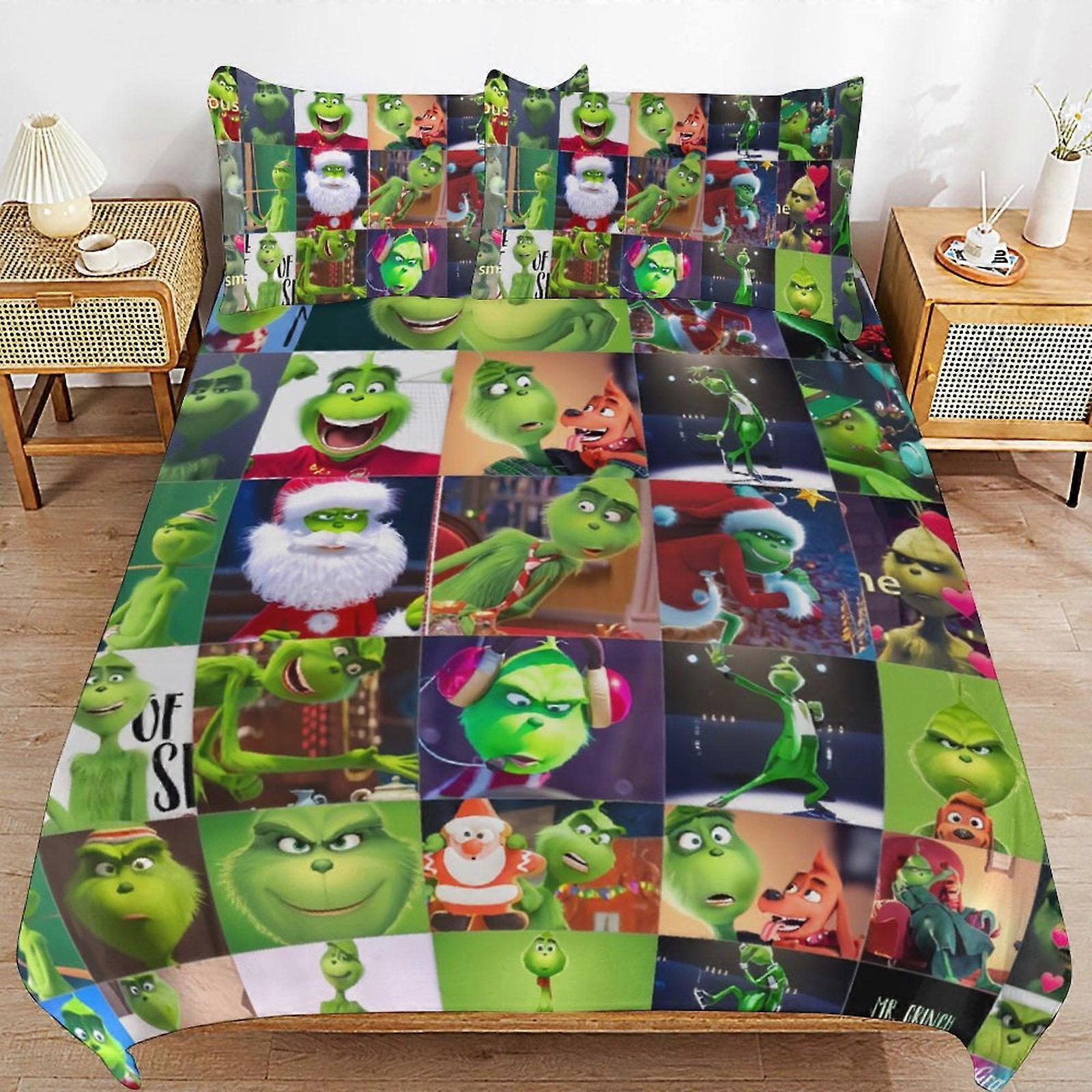v686 Bed Sheets Bedding Comforter Set Queen Size, Grinch Face Set with ...