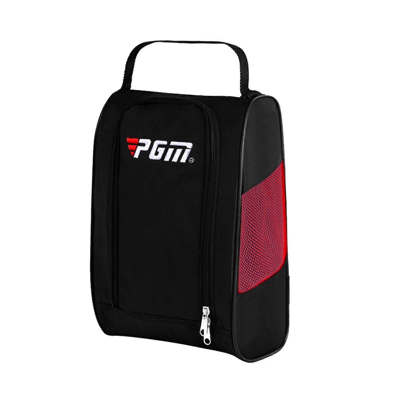 لعبة غولف حقيبة الأحذية سستة الرياضة نايلون الحقيبة منظم حالة الحذاء أسود أحمر