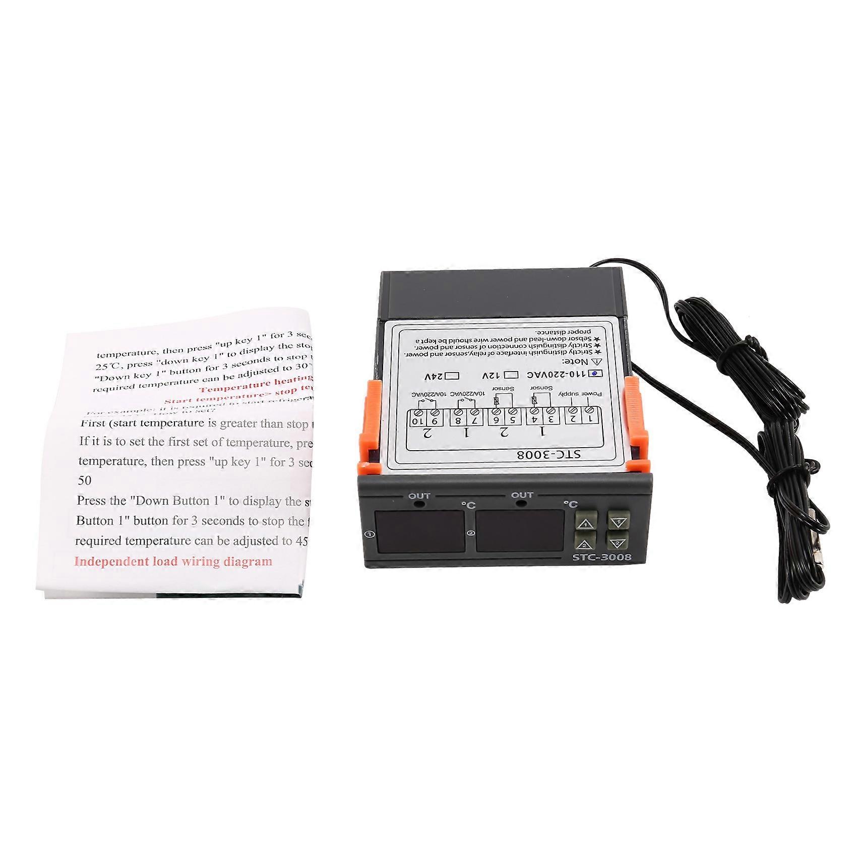 Stc-3008 110-220V Dual Digital Thermostat Temperature Controller For Incubator Thermostat Hygromete