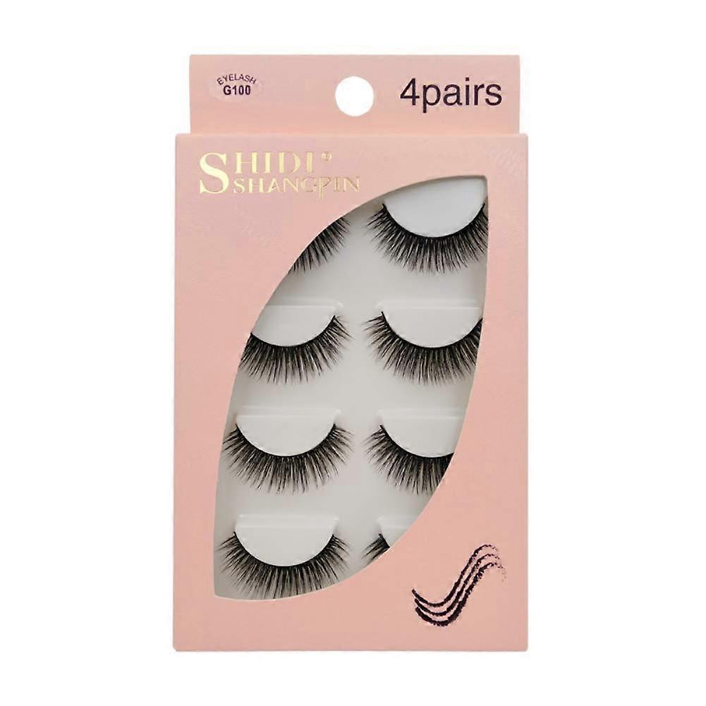 4 Pairs 3D Watermane False Eyelashes Invisible Reusable Black,G100