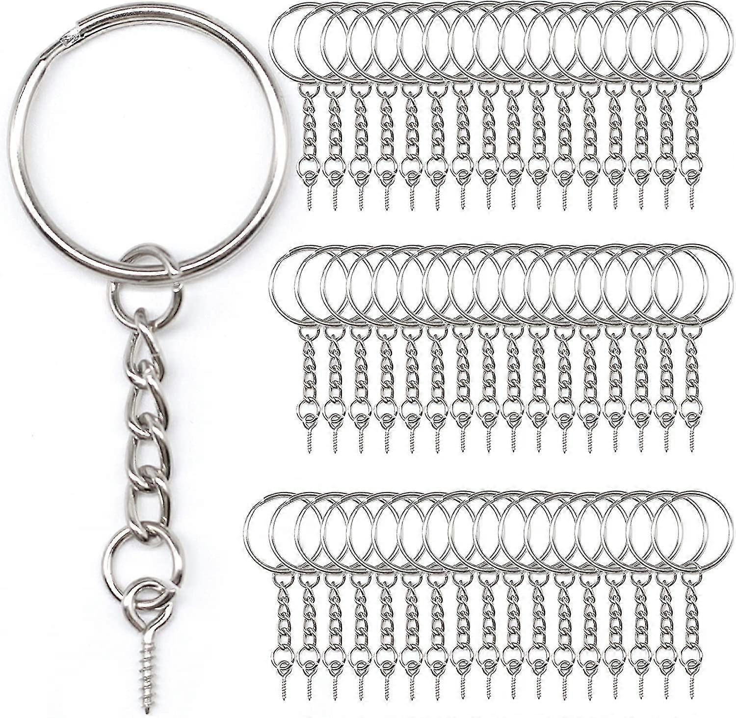50pcs Metal Split Key Chain Rings, Key Rings With Link Chain, Open Jump Ring