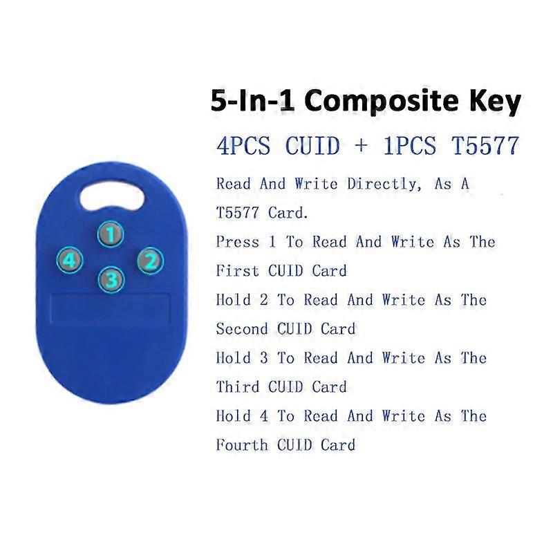 5-In-1 Multi Smart Chip Card 125Khz T5577 Rewriteable Key 13.56Mhz 1K S50 Copy Token RFID Copier Tag NFC Duplicator Clone Badge