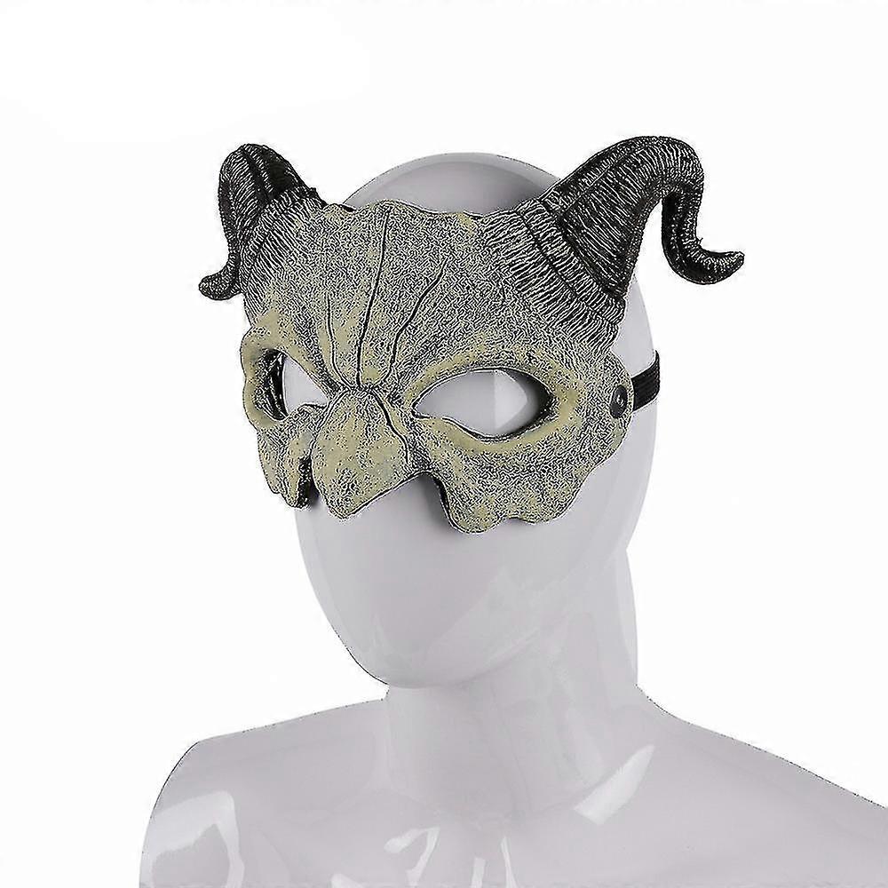 Half Face Ram Horn Devil Mask For Cosplay Costume