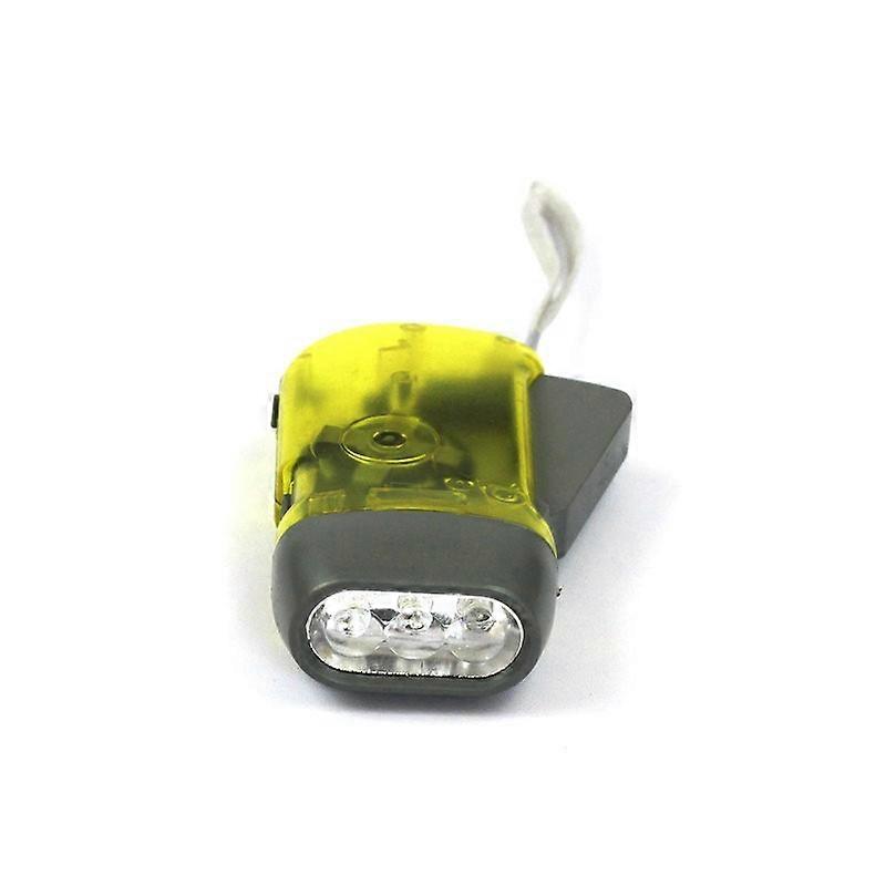 Yellow 2pcs Hand Wind Up 3 LED Flashlight for Travel, Emergency, Camping, Climbing, Hiking