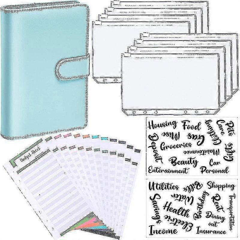 A6 Binder Budget Planner Notebook Covers Folder Size 6 Hole Pockets Plastic Zipper Money Saving Envelope