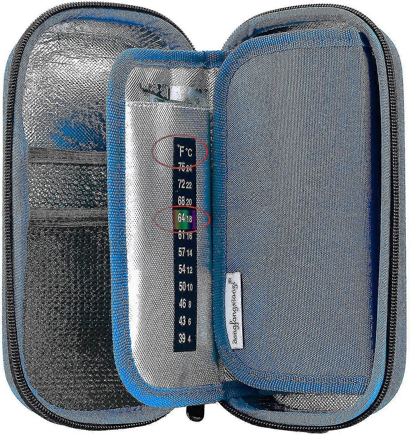 Insulin Cooler Travel Case - Handy Medication Insulated Diabetic Carrying Cooling Bag With 3 Cooler Ice Pack (blue)