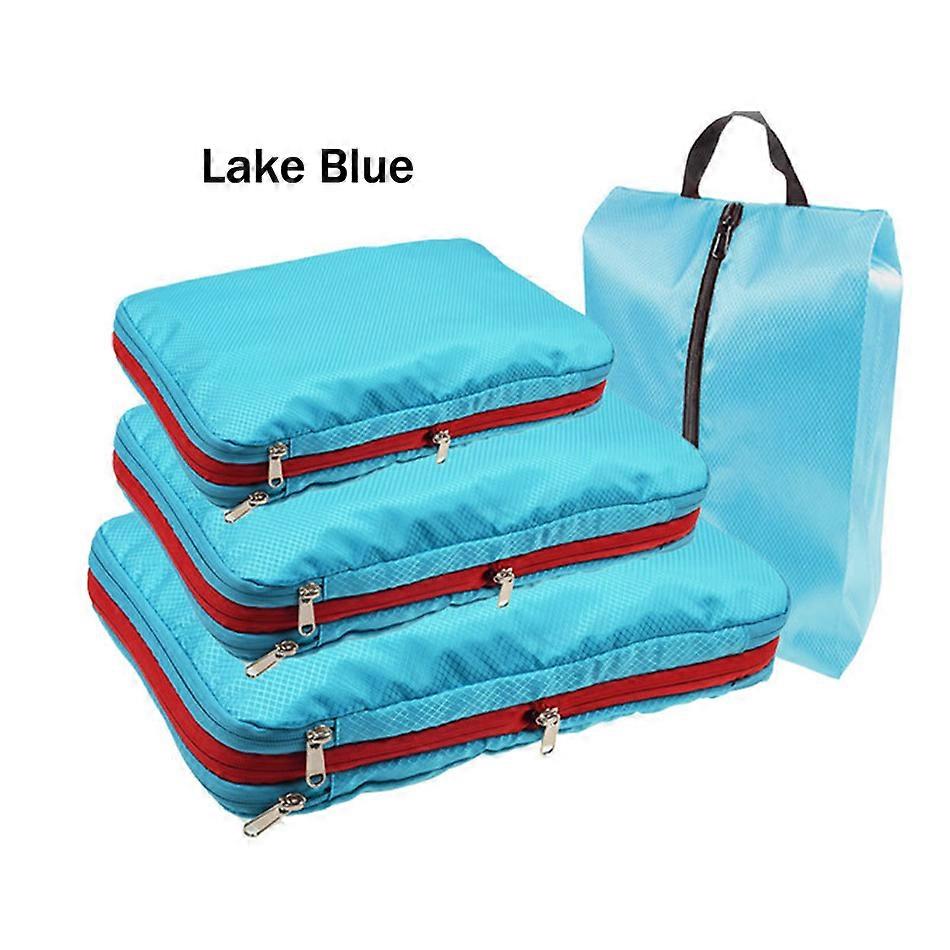 Double-layer compression Packing Cubes Travel storage bag Organizer Luggage Portable Folding Suitcase Shoe Bag Storage Pouch