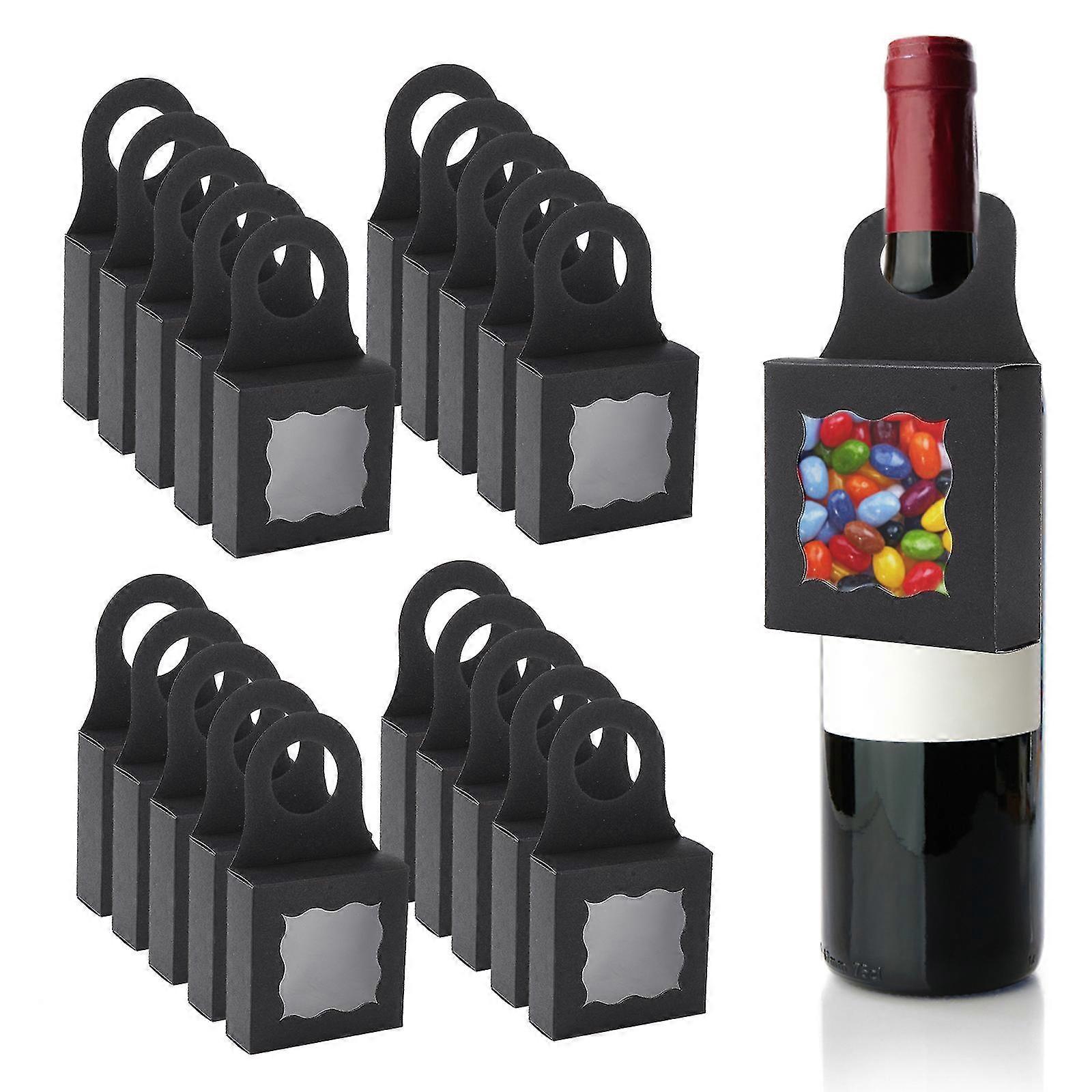 Kraft Paper Wine Bottle Box With Window Hanging Foldable Gift Boxes Wine Boxes For Gifts Empty Wine Bottles