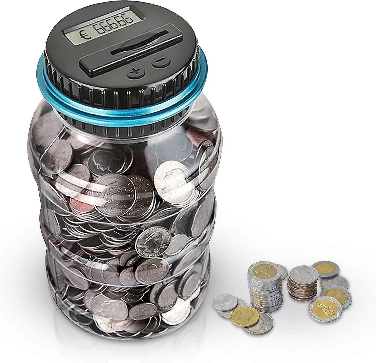 Digital Piggy Bank, 1.8L Automatic Coin Counter, Money Container with LCD Display and Large Capacity, for Kids and Adults, Save Money