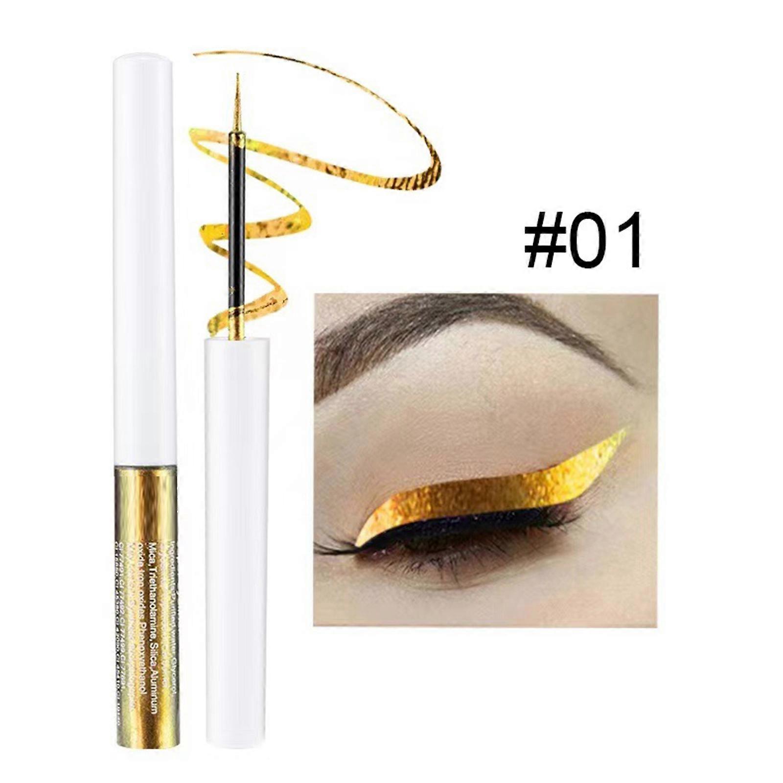 Chameleon Liquid Eyeliner, Gold Metallic Satin High-pigmented Colored Multi-reflective Finish Glitter Eye Liner Eye Shadow Pen