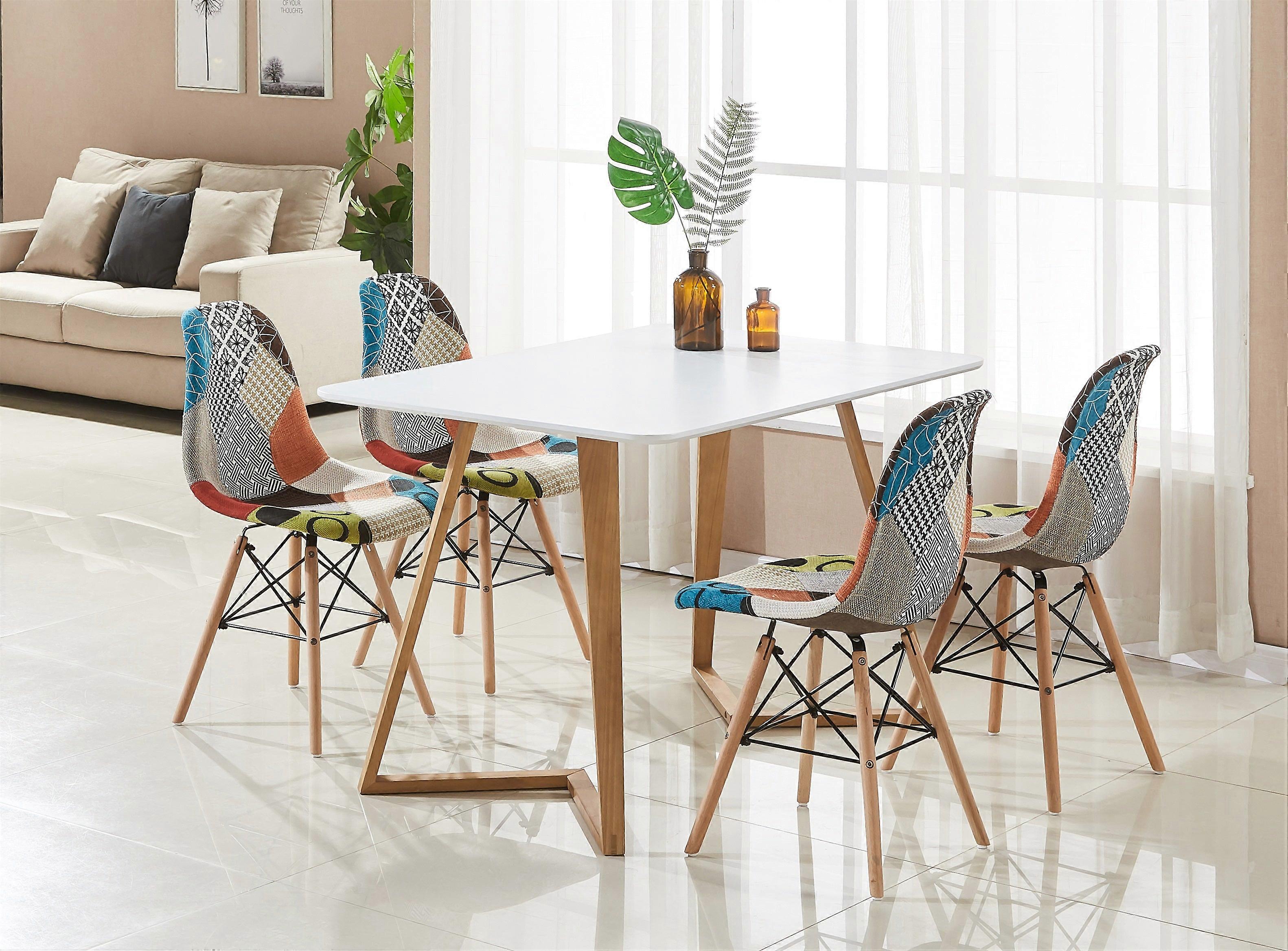 Patchwork Eiffel Dining Set - A Table & 4 Chairs
