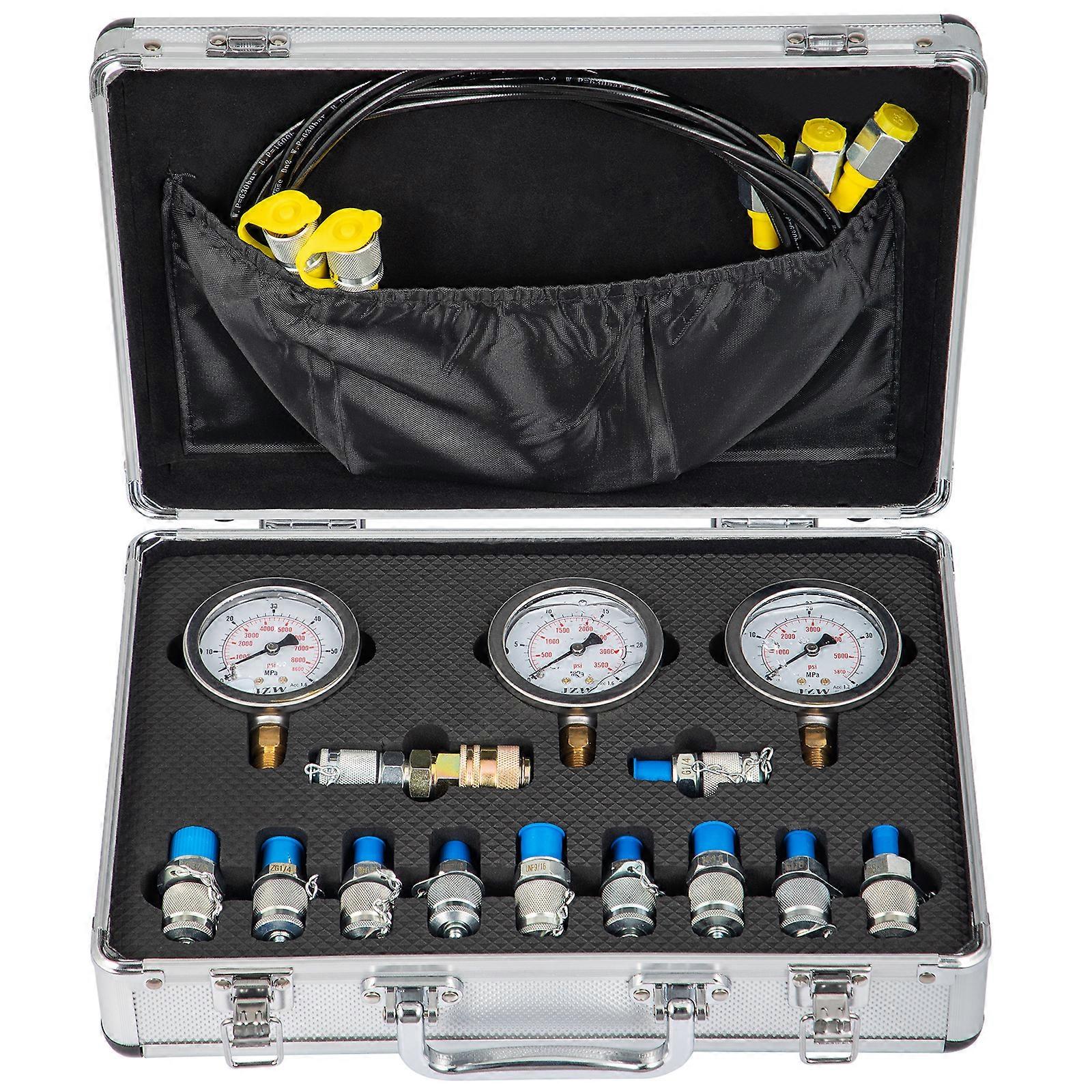 Hydraulisk tryckmätare Testsats Grävmaskin Bärbar Testare 8600PSI/600Bar
