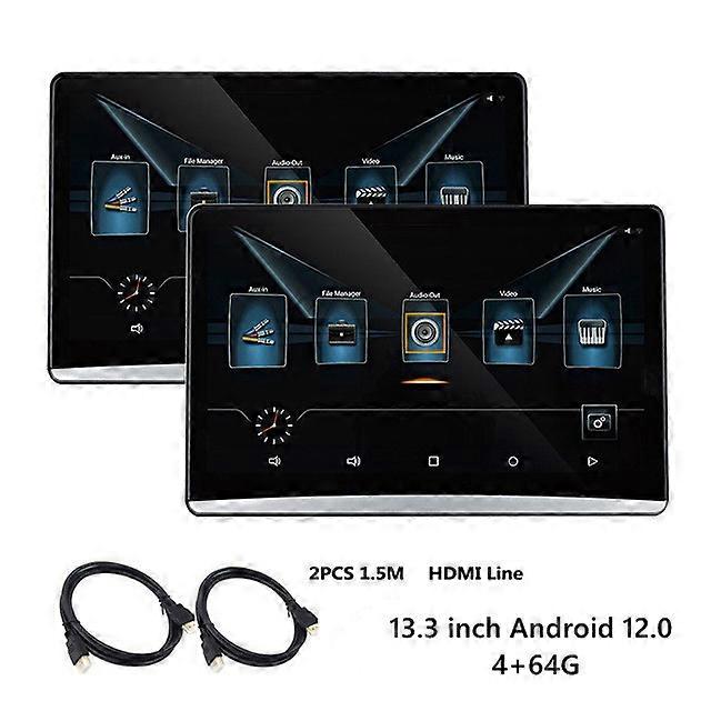 13.3 Inch Universal Car Headrest Rear Monitor Android 12.0 4K Video Player WIFI Bluetooth USB HDMI Airplay Tablet Touch Screens