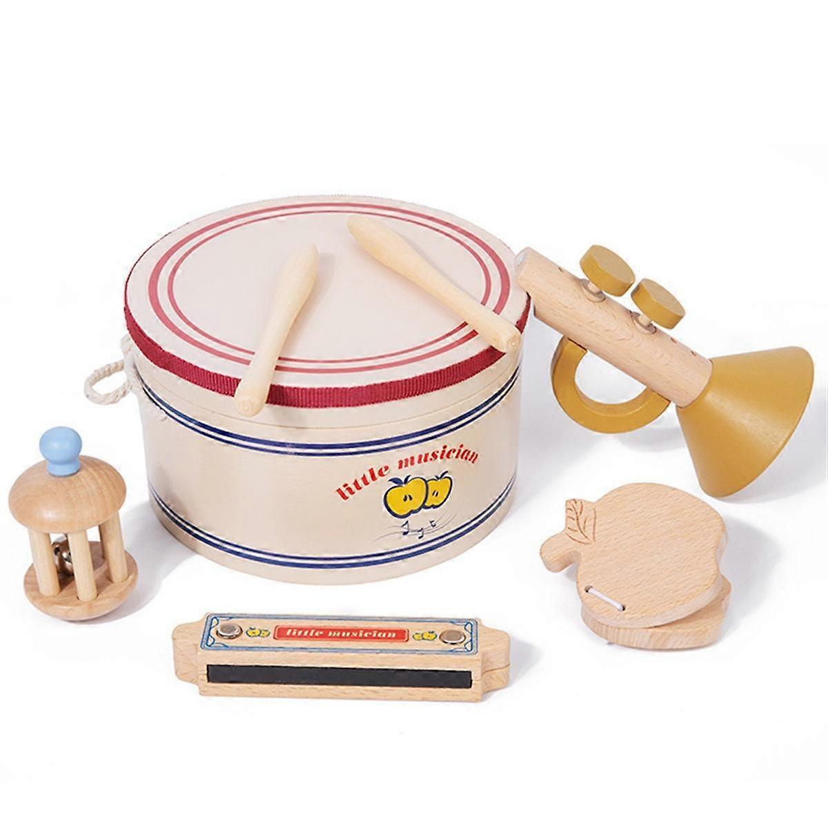 Neutral Color Percussion Set Natural Wooden Percussion Instruments Suitable for Children'S Preschool Education