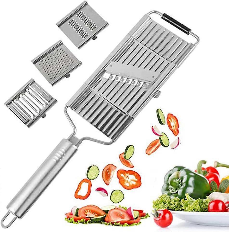 4 in 1 Multifunction Vegetable Slicer Set, Cheese Grater and Vegetable Chopper Stainless Steel with 4 Adjustable Blades for Vegetables, Fruits, Grater