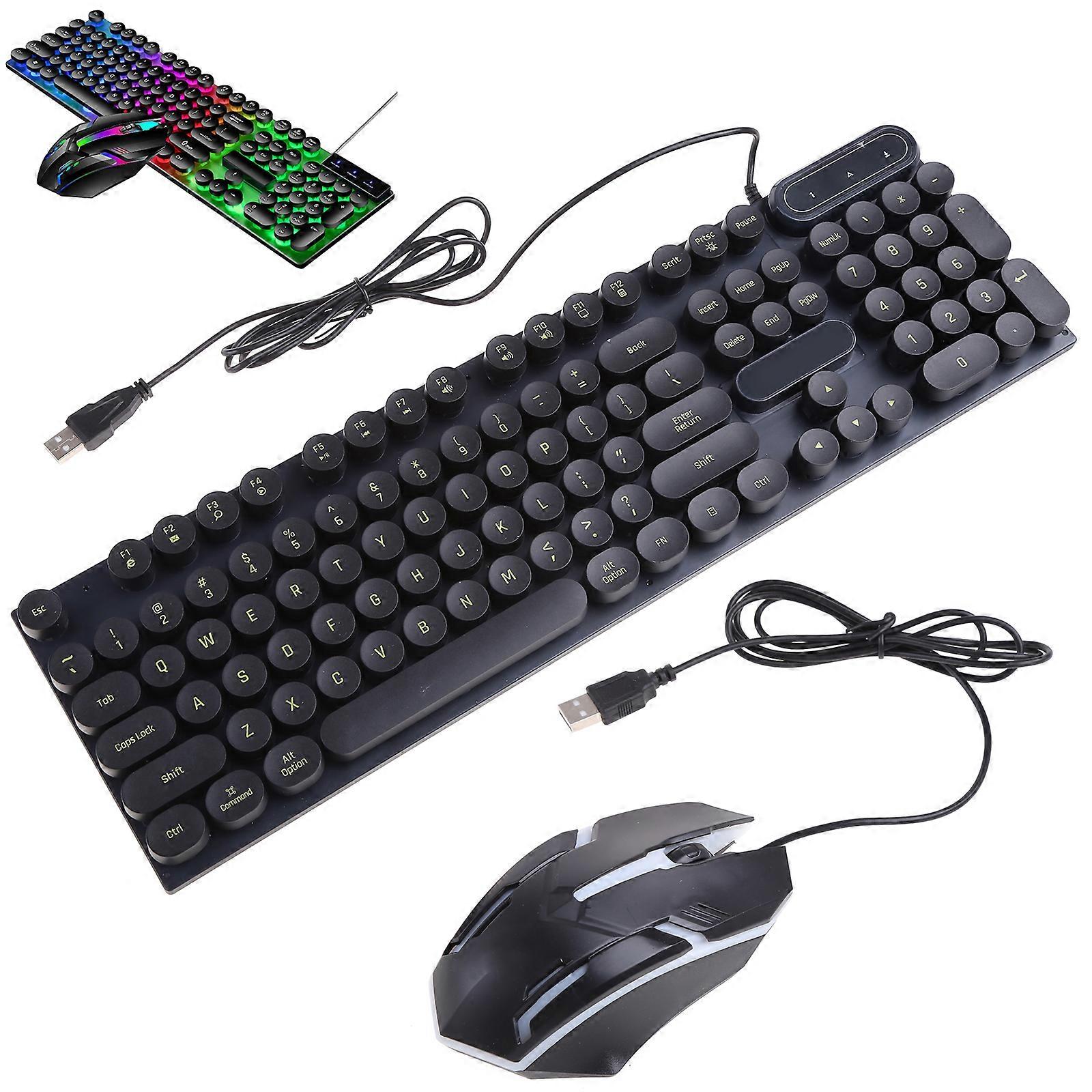 Steampunk Gaming Mechanical Keyboard Metal Panel Round Retro Keycap Backlit