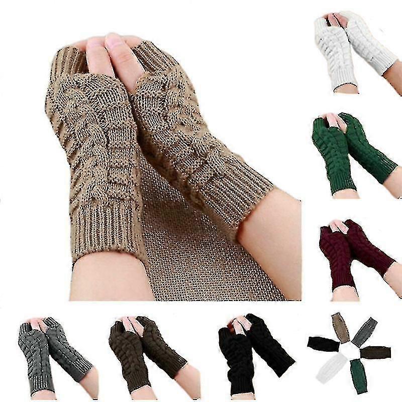 Men Women Knitted Fingerless Gloves Fashion Unisex Soft Winter Warm Wool Mitten