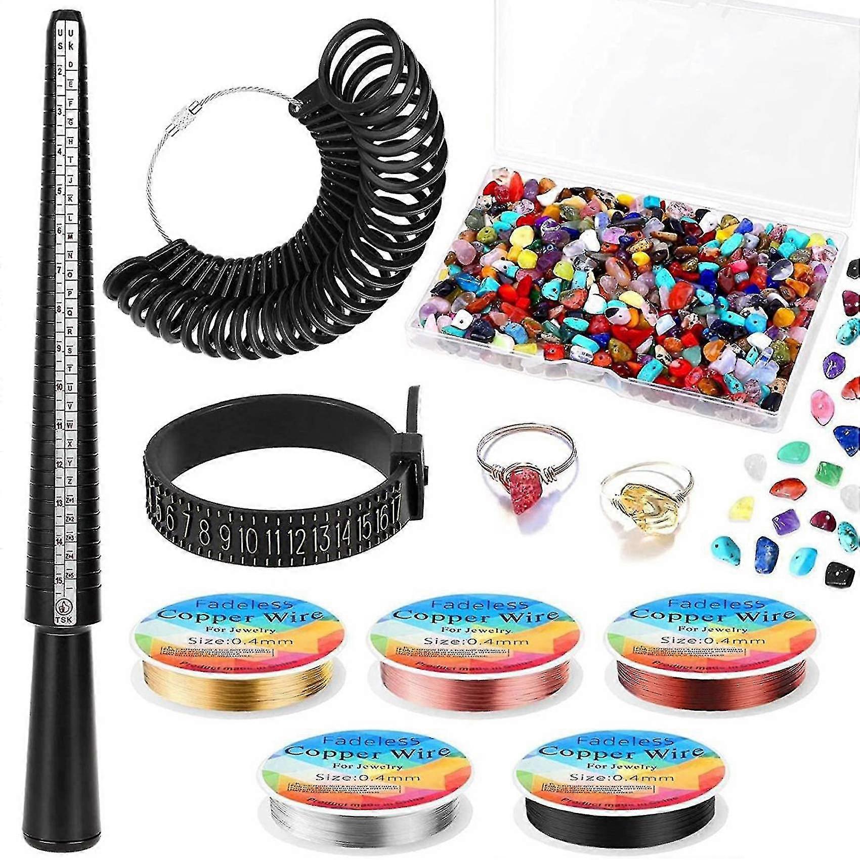 Ring Making Kit Crystals Compatible With Jewelry Making Kit With Ring Sizer Tools