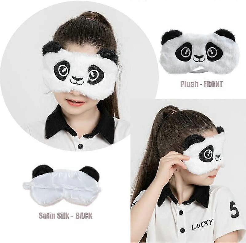 Plüsch Schlafmasken 2er Pack Soft Animal Design Augenbinde Schnarchmasken für Kinder Frauen Reise Party Augenabdeckung (Panda)