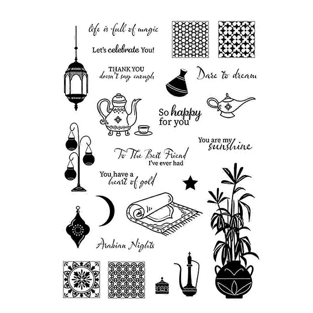 Clear Stamp Transparent Silicone Stamp with Sentiment Words for DIY-Diary Decor
