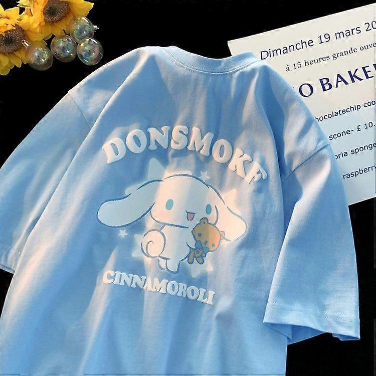 سانريوس كاواي أنيمي ميلودي سينامولول مرحبا كيتي لطيف الكرتون قطن الصيف كم قصير تي شيرت فضفاض أعلى هدية عيد ميلاد
