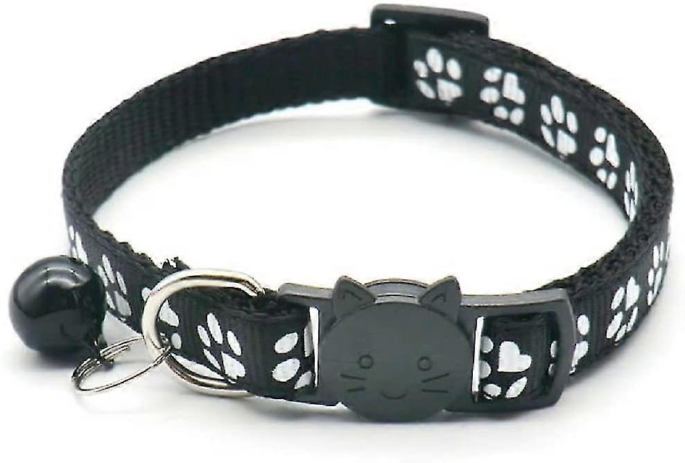 Cat Collars Quick Release Reflective Kitten Collar With Bell & Safety Release (1pack,black)