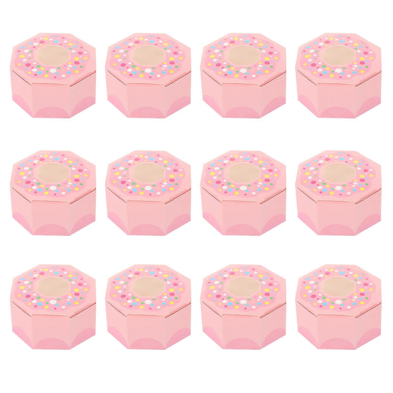 12Pcs Donut Shaped Paper Boxes Souvenir Packaging Boxes Wedding Candies Container