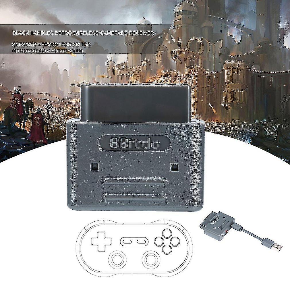 Black Handles Retro Wireless Gamepads Receiver Snes/sfc Version For 8bitdo