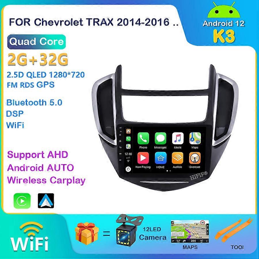 Android 12 Car Radio Multimedia Player 8G+128G For Chevrolet TRAX 2014-2016 Stereo GPS Navigation Carplay DVD HU