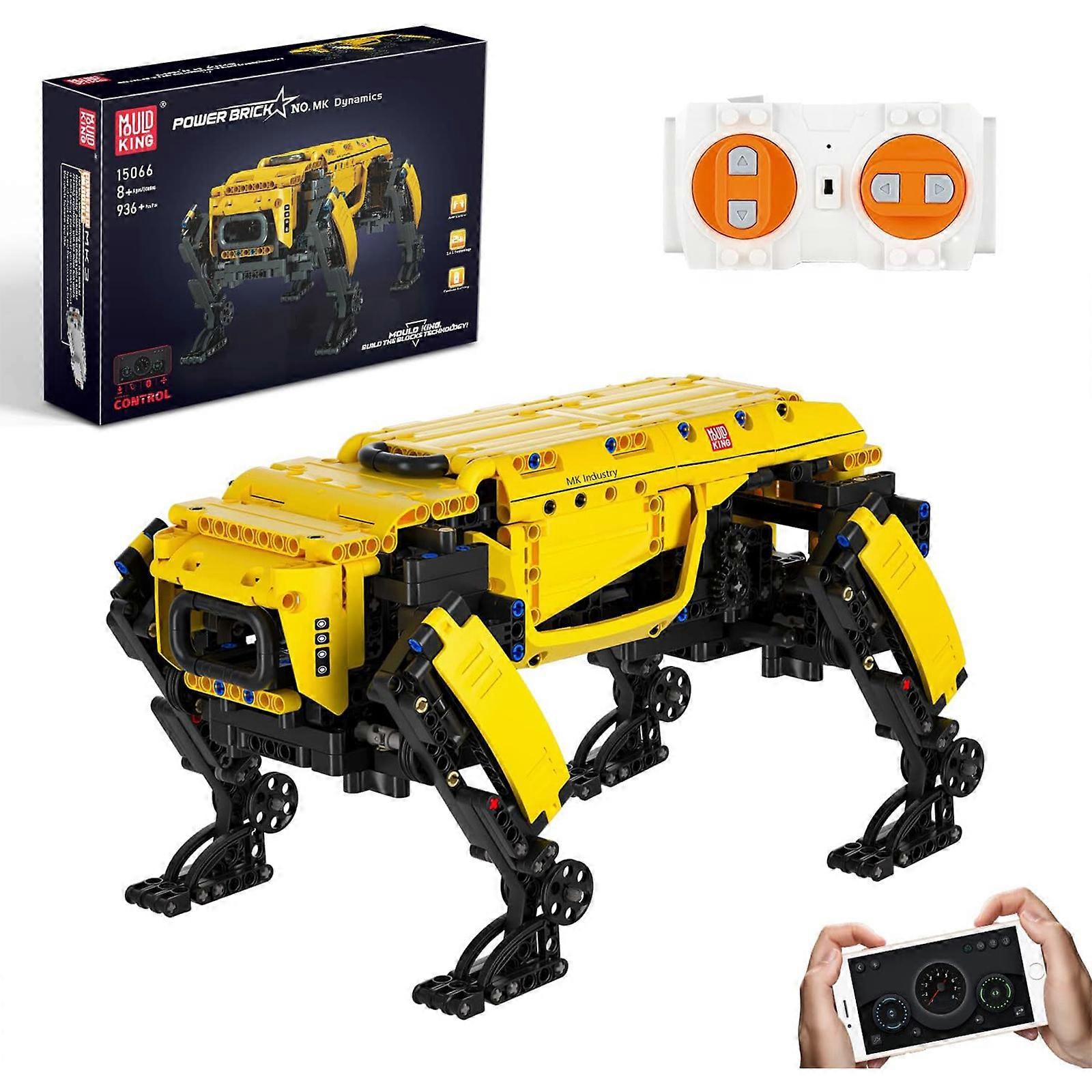 Mould King Robot Dog Building Set with Power Unit, Creative Building Blocks Toy with RC & APP Control, MOC Building Kits for Adults and Kids 8+(936 Pi
