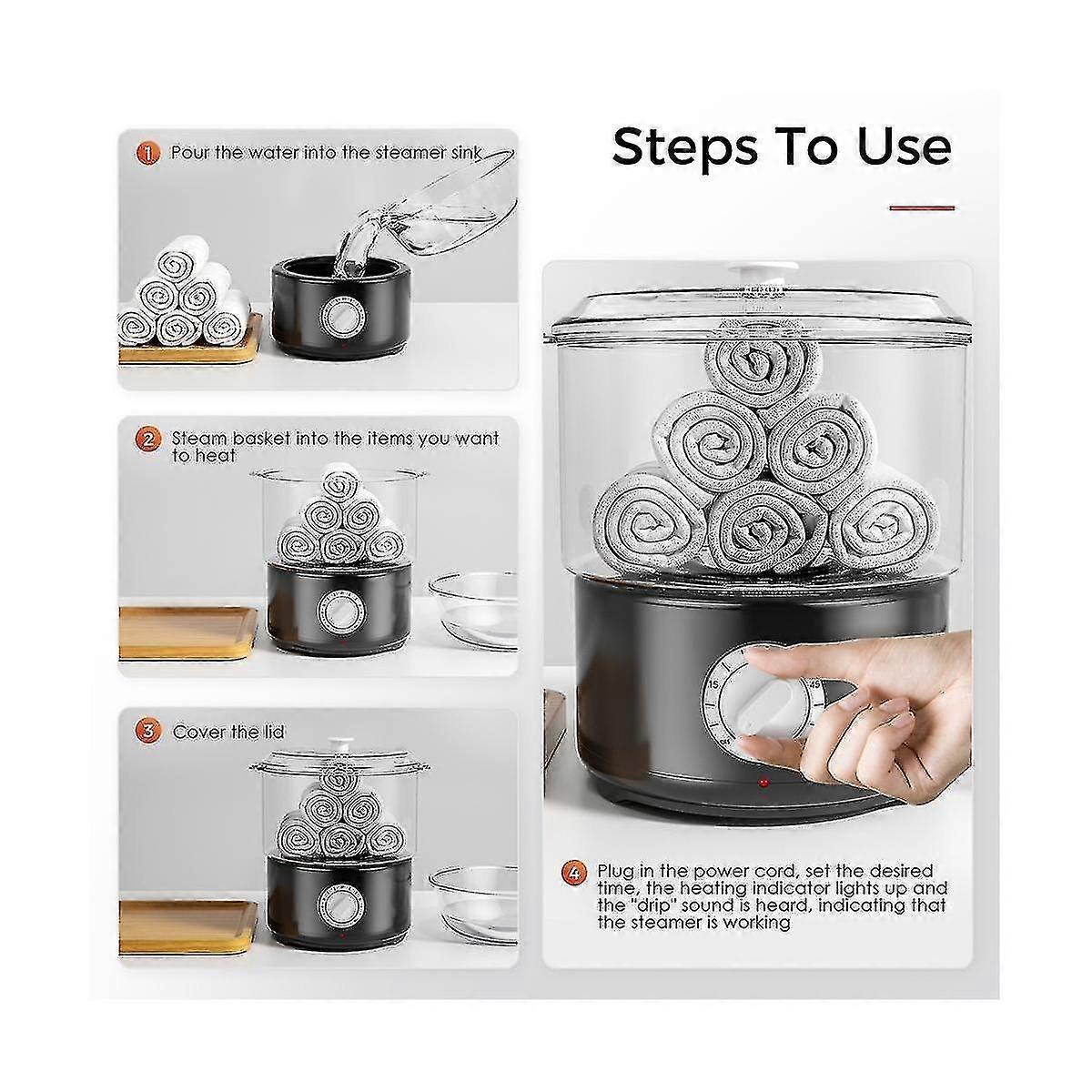 Elriven Riscaldamento rapido Spa Asciugamano Pietra Scaldavivande Asciugamano Steamer Uso multiplo diurno per salone di bellezza Barbe