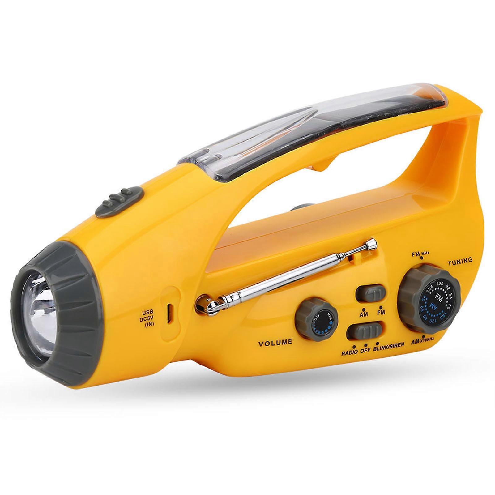 Multi function Solar Hand crank Manual Power Generator LED Flashlight With Radio