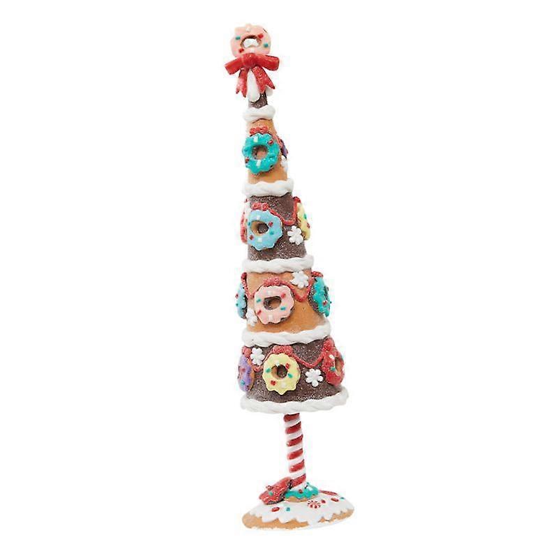 Small Tabletop Artificial Christmas Tree Mantel Cabinet Party Donut Ornament