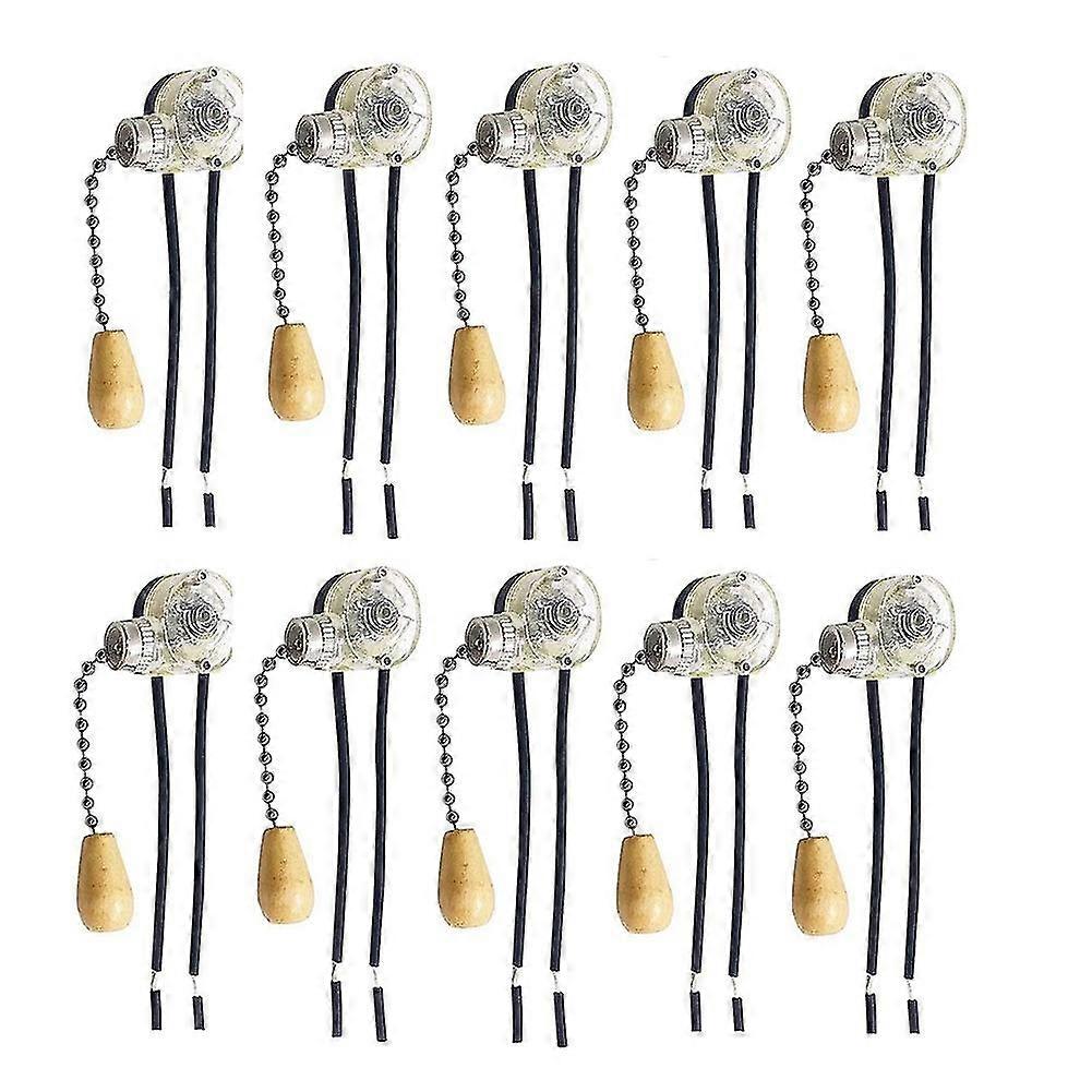 10pcs Wall Light Pull Switch Home Ceiling Fan Lamp Ceiling Fan Wall Light Replacement Pull Chain Cord Switch Silver