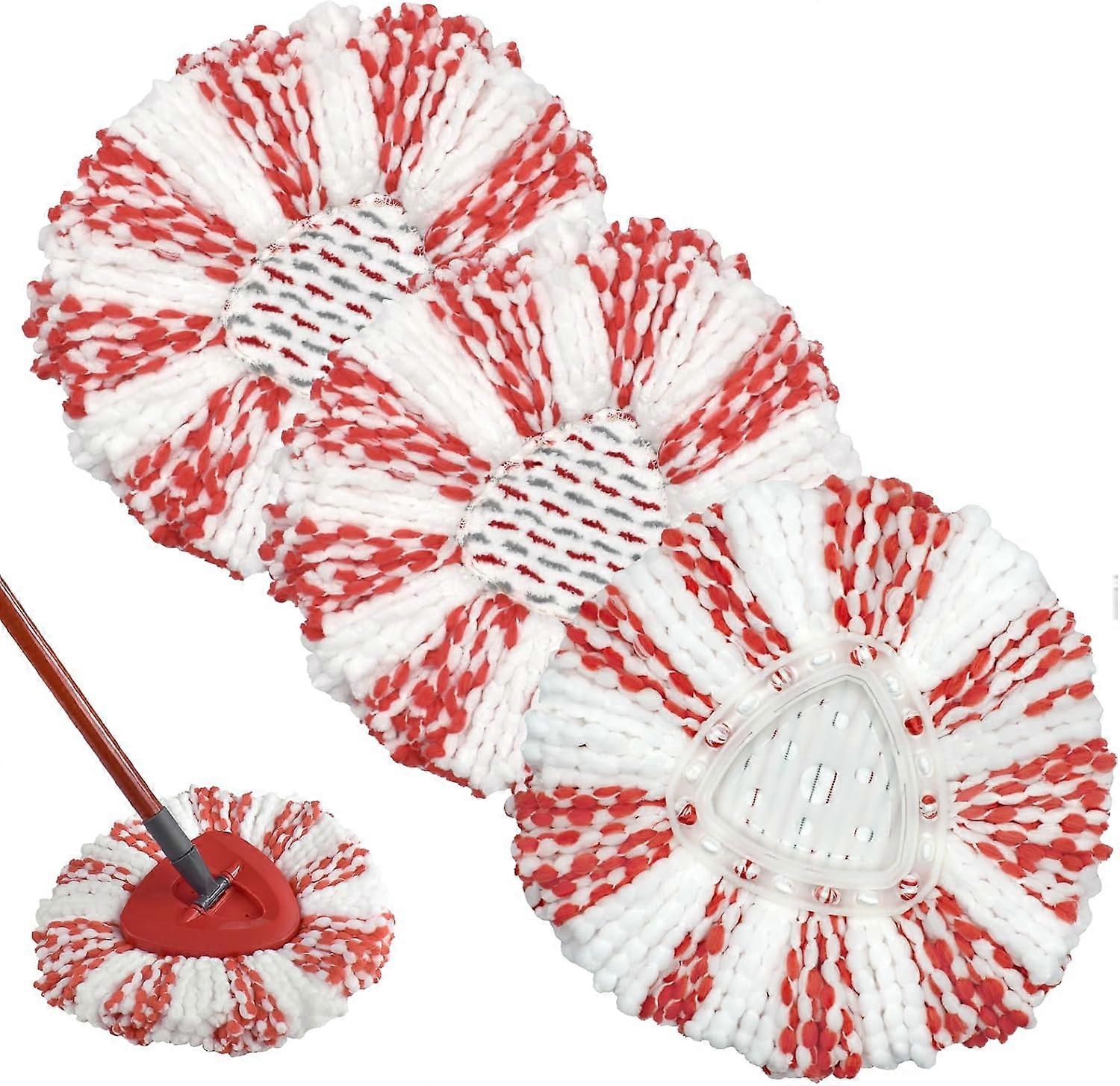 3 PCS Mop Replacement Head, Microfibre Compatible With Vileda Turbo 3-in-1, Strong Cleaning Capacity And Easy to Replace,Red