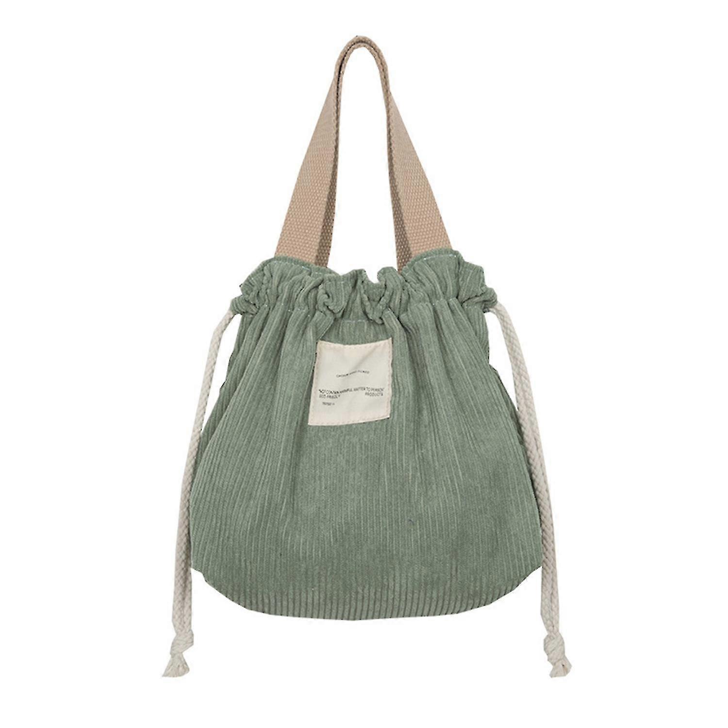 Drawstring Design Thermal Insulated Bag Tear Resistant Corduroy Picnic Hiking Lunch Bag for Work