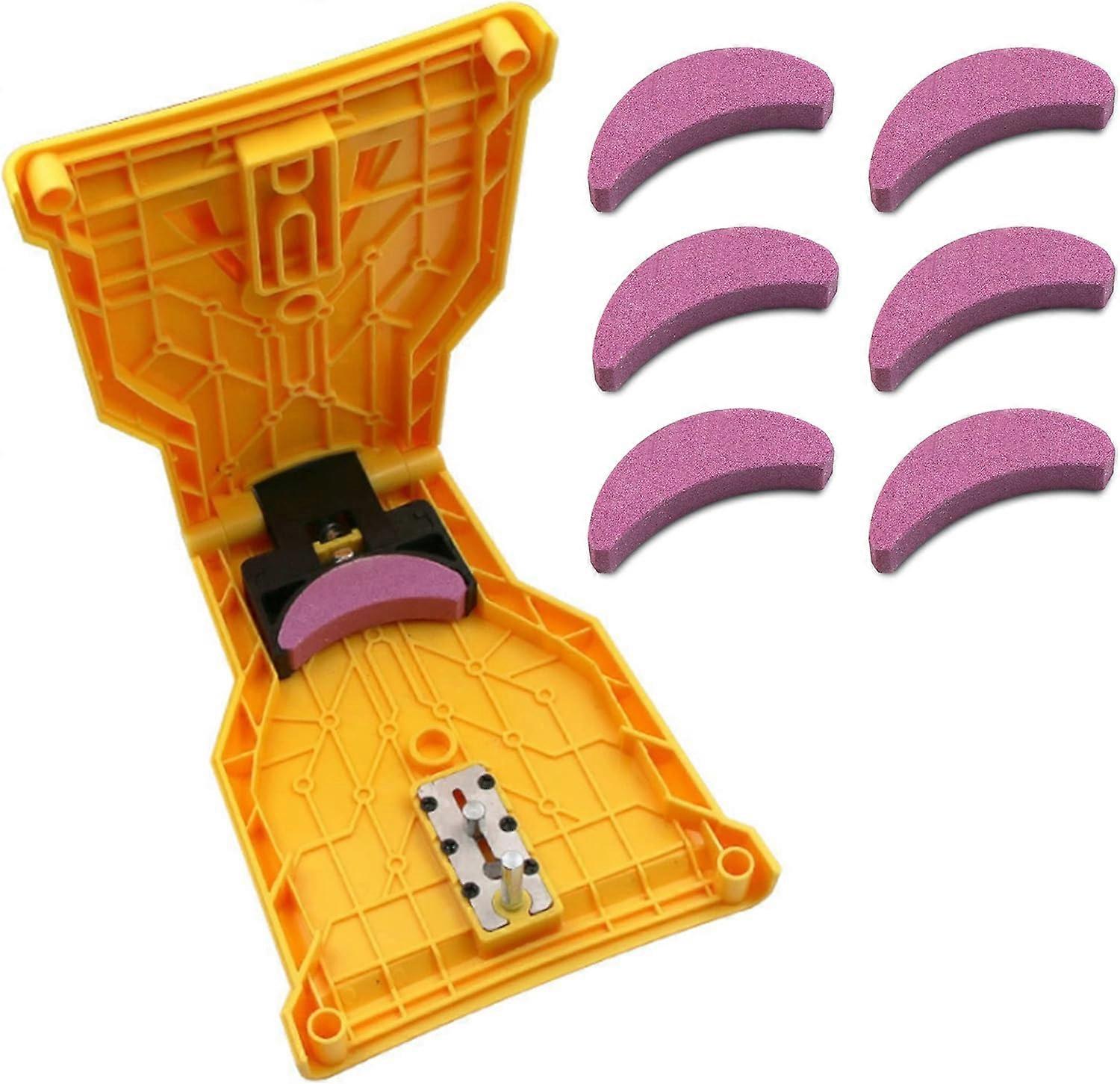 Chainsaw Sharpening Stone Fast Sharpening Chain Sharpener Woodworking Tool Self-Sharpening Saw Chain Sharpener Chainsaw Sharpener with 6 Sharpening St