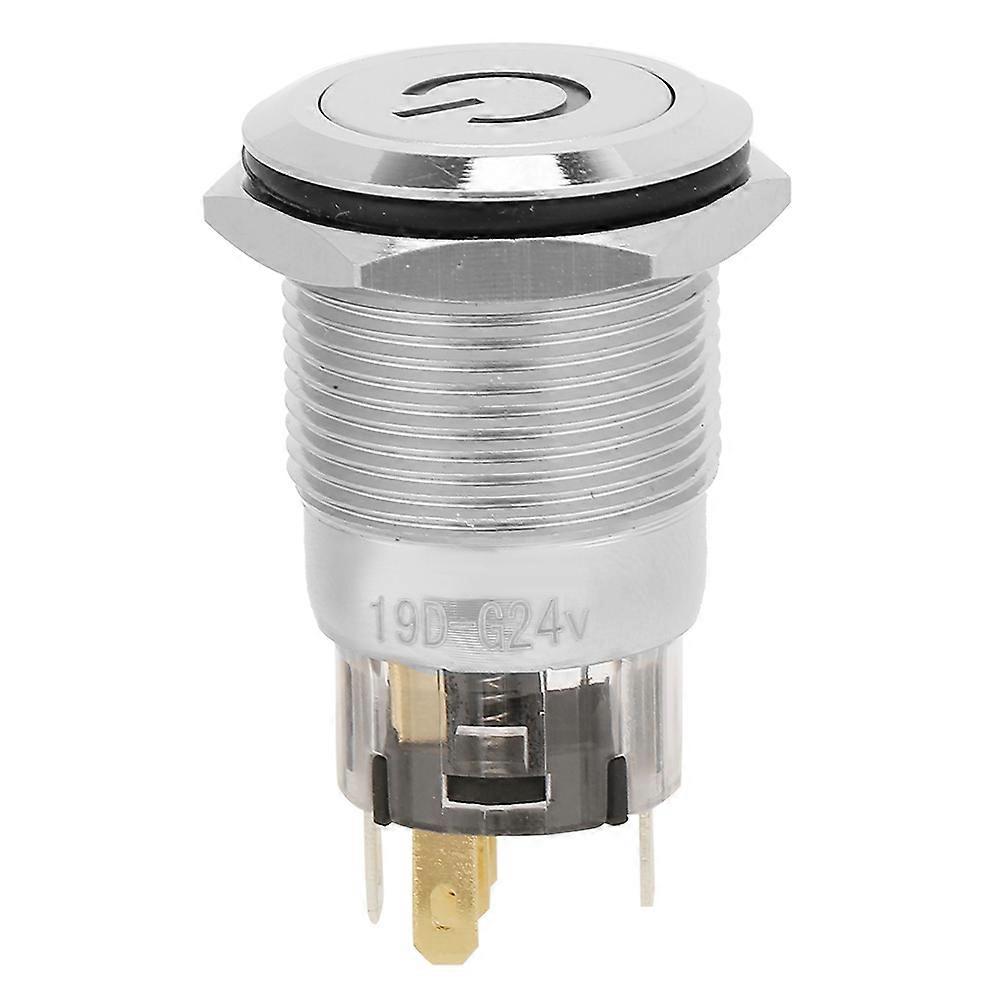 40Pcs Automatic Reset Flat Head Light with Power Supply Label Metal Button Switch(green)