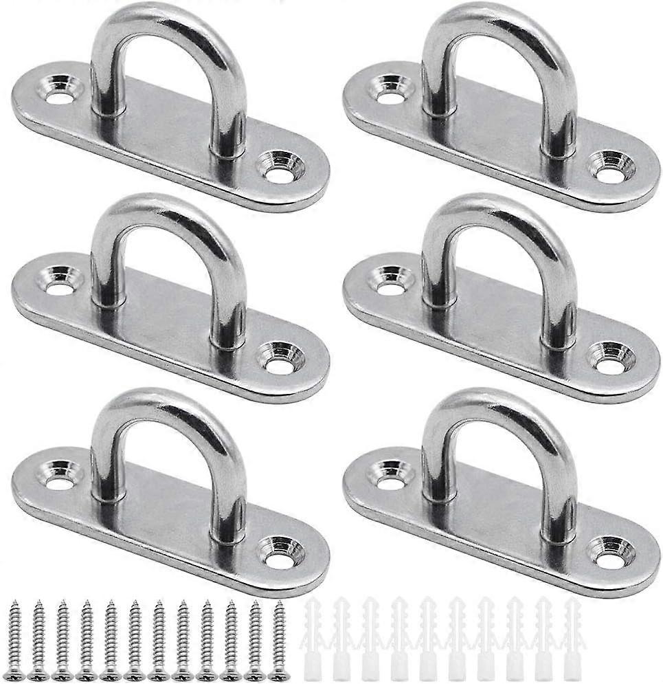 6PCS Mounting Hooks, Stainless Steel, 6mm, Silver