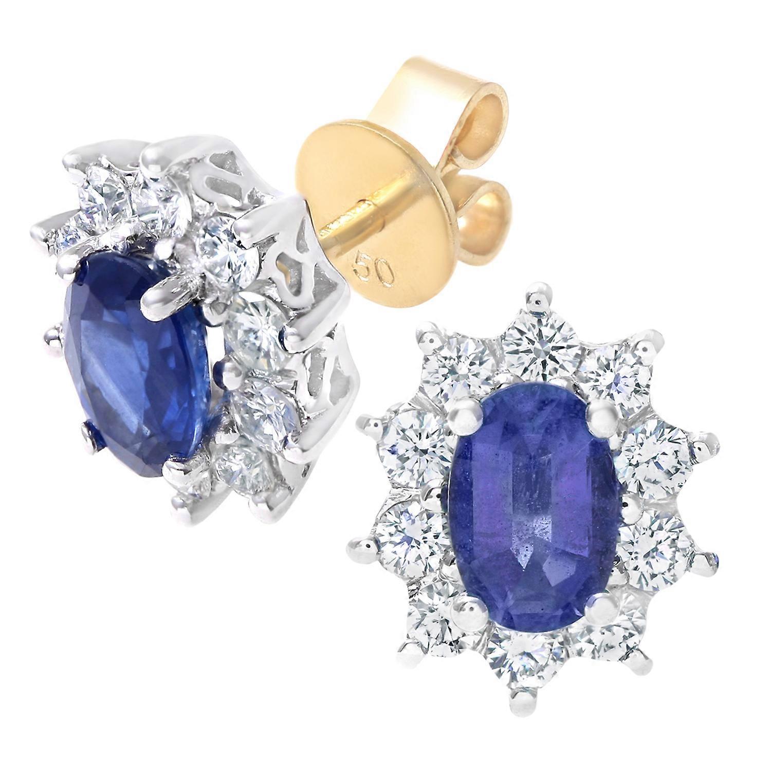 Jewelco London 18K 黄金圆形 1/2 克拉钻石群簇耳钉